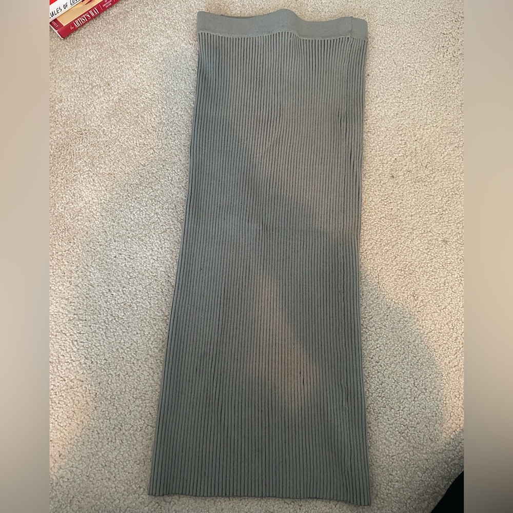 Anine Bing Charcoal Ribbed Pencil Skirt